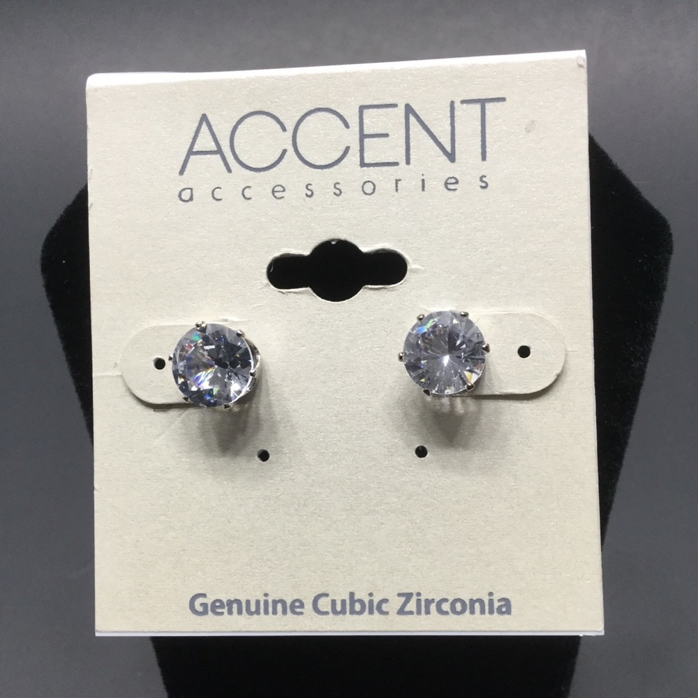ACCENT | Cubic Zirconia Silver Tone Stud Earrings
